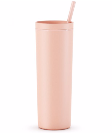 18 oz Acrylic Skinny Tumbler - Clear With Rose Gold, Clear With Gold