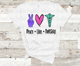 Peace Love Nursing Sublimation Design