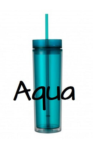 Plastic Double Walled Acrylic Skinny Tumblers with Lids and Straws