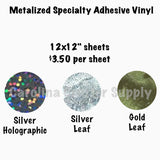 Metal Effect Vinyl Choose From Silver Leaf, Gold Leaf or Silver Holographic Adhesive Vinyl 12x12" Sheets Permanent Outdoor Vinyl Oracal 651.