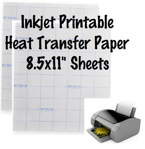 Printable Heat Transfer Vinyl - 1 Sheet Inkjet Printable HTV Jet-Pro SS Printable Heat Transfer Paper 8.5x11" Sheets Light Fabric Printable HTV.