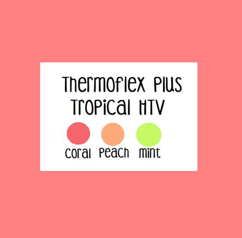 Heat Transfer Vinyl - Stretch HTV, Tropical HTV Colors, Thermoflex Plus Mint, Coral, Peach Heat Transfer Vinyl 12x15 Sheet, Choose Your Color Stretch HTV, T-Shirt Vinyl.