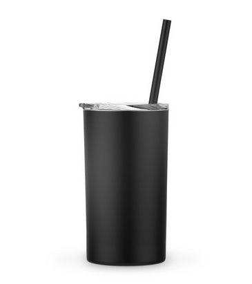 ArtMinds 19-Ounce Black Stainless Steel Tumbler with Straw