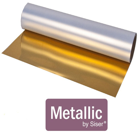 Metallic Heat Transfer Vinyl - 12x14" Sheet Siser Metallic HTV, Gold Metallic HTV, SIlver Metallic HTV, Gold Foil, Silver Foil Siser Heat Transfer Vinyl, Mirror htv - Carolina Crafter Supply